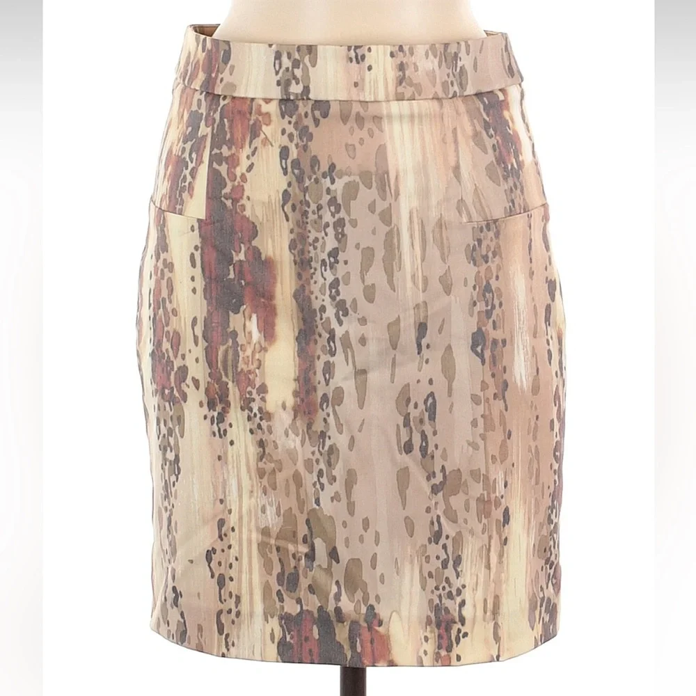 Peace of Cloth Cream Earth Tones Minimalist Mini Pencil Skirt Size  2 XS NWT